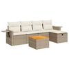 vidaXL 6-delige Loungeset met kussens poly rattan beige