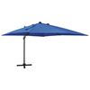 vidaXL Zweefparasol met paal en LED-verlichting 300 cm azuurblauw