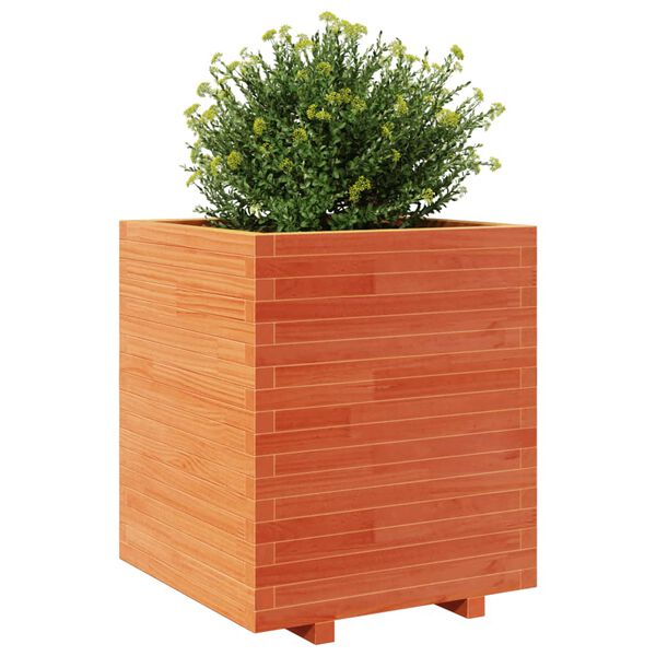vidaXL Plantenbak 60x60x72,5 cm massief grenenhout wasbruin