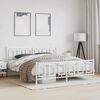 vidaXL Bedframe met hoofd- en voeteneinde metaal wit 183x213 cm