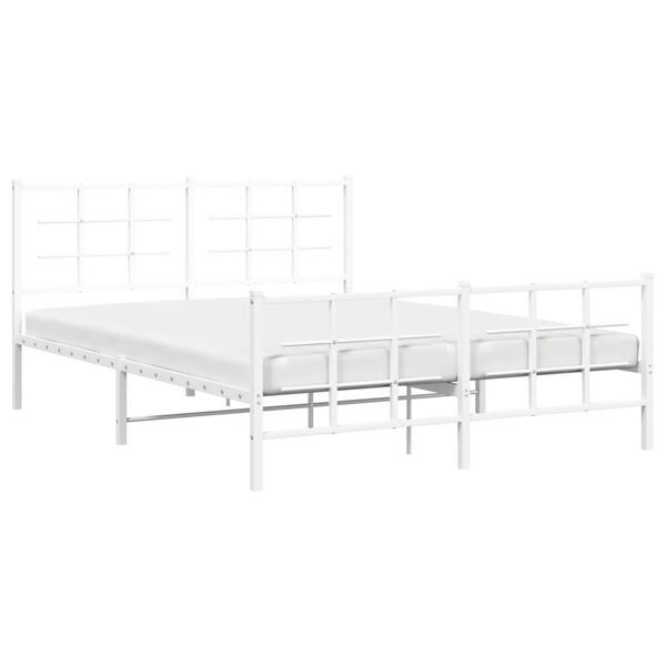 vidaXL Bedframe met hoofd- en voeteneinde metaal wit 150x200 cm