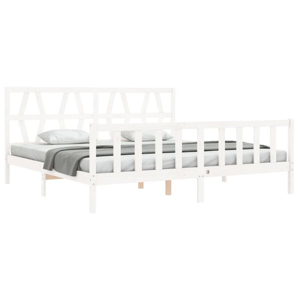 vidaXL Bedframe zonder matras massief grenenhout wit 200x200 cm