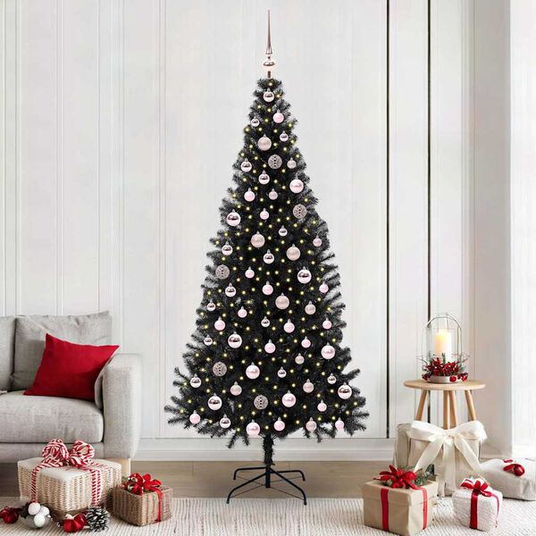 vidaXL Kerstboom met 300 LED met standaard Zwart 210 cm PVC