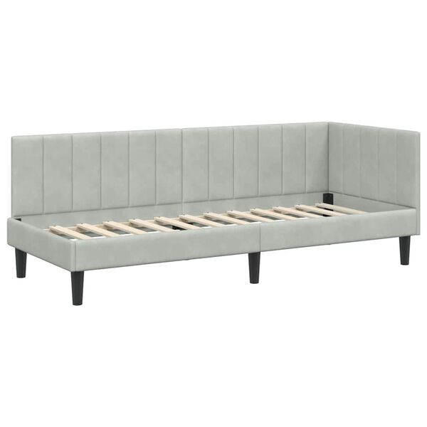 vidaXL Hoekbedframe met hoofdeinde Lichtgrijs 80 cm x 200 cm Fluweel