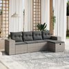 vidaXL 5-delige Loungeset met kussens poly rattan grijs