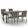 vidaXL 5-delige Tuinset met kussens poly rattan zwart en grijs
