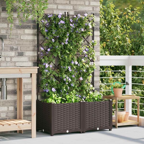 vidaXL Tuin Bloempot 2 pcs Bruin 80 x 40 x 143 cm Kunststof