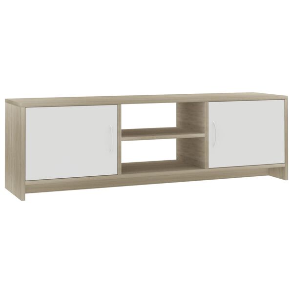 vidaXL Tv-meubel 120x30x37,5cm bewerkt hout wit en sonoma eikenkleurig