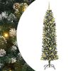 vidaXL Kunstmatige slanke kerstboom Groen en Wit 210 cm