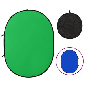 vidaXL Achtergrondscherm studio 2-in-1 ovaal 200x150 cm groen en blauw