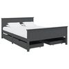 vidaXL Bedframe met 4 lades massief grenenhout donkergrijs 160x200 cm