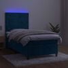vidaXL Boxspring met matras en LED fluweel donkerblauw 80x200 cm