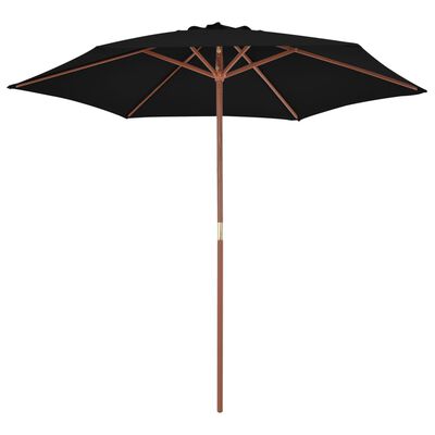 vidaXL Parasol met houten paal 270 cm zwart