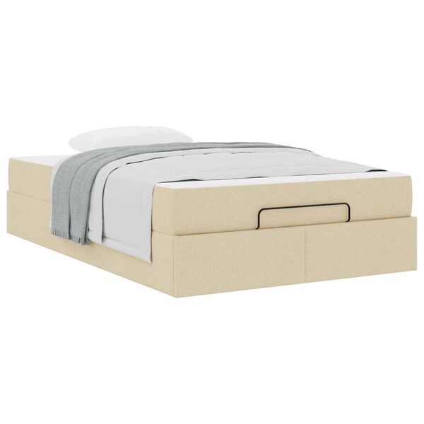 vidaXL Bedframe met matras met matras 2 pcs Cr&egrave;me Stof