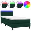 vidaXL Boxspring met matras en LED fluweel donkergroen 80x220 cm