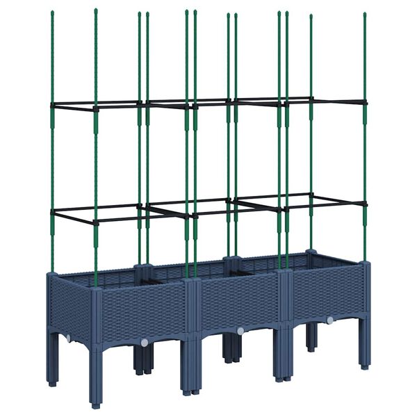 vidaXL Plantenbak met latwerk 120x40x142,5 cm polypropeen blauwgrijs