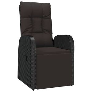 vidaXL Tuinstoel verstelbaar met kussens poly rattan zwart