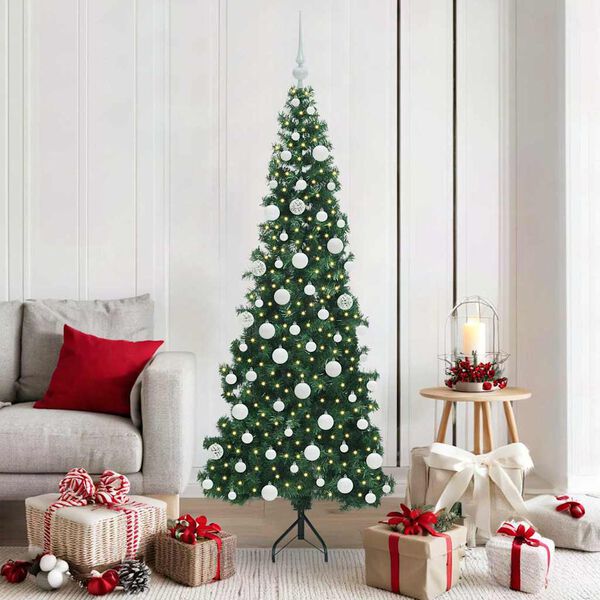 vidaXL Hoek Kunstkerstboom met 300 LED Groen 180 cm PVC en Metaal