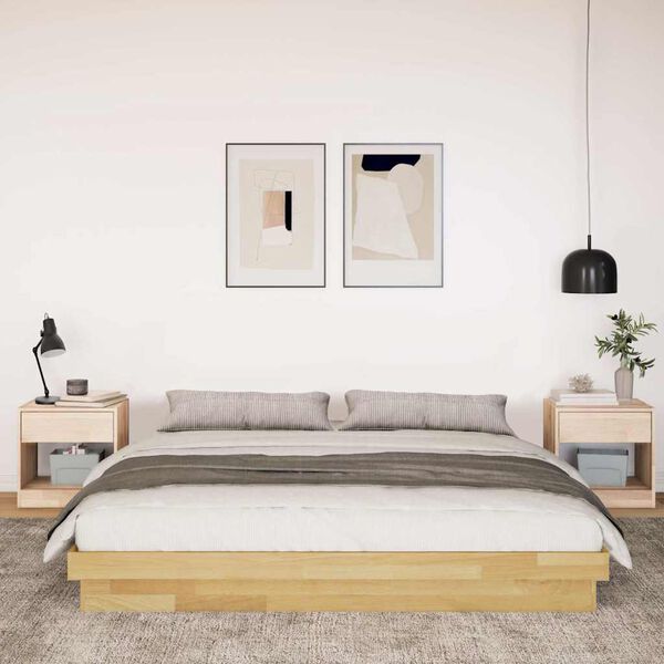 vidaXL Bedframe zonder matras 200x200 cm massief hout eiken