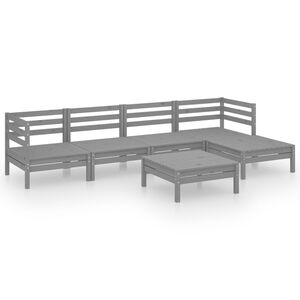 vidaXL 6-delige Loungeset massief grenenhout grijs
