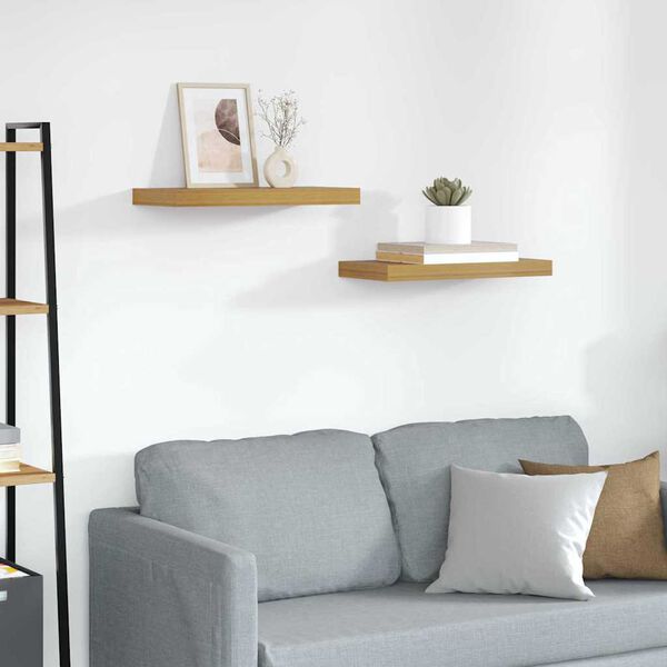 vidaXL Wandplank met opslag 2 pcs Beige 50 x 23 x 4 cm Bewerkt hout