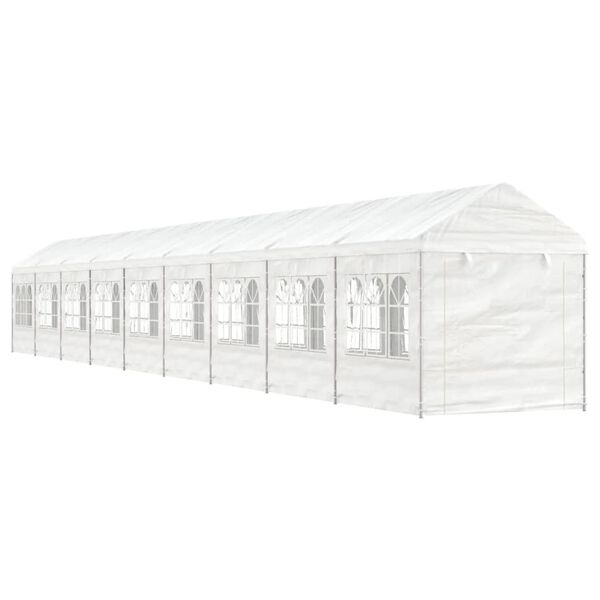 vidaXL Prieel met dak 20,07x2,28x2,69 m polyetheen wit
