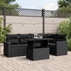 vidaXL 6-delige Loungeset met kussens poly rattan zwart