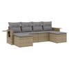 vidaXL 6-delige Loungeset met kussens poly rattan beige