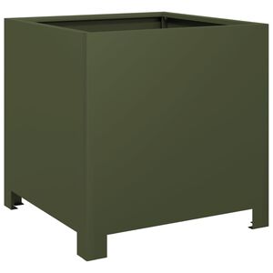 vidaXL Plantenbak 40x40x40 cm staal olijfgroen