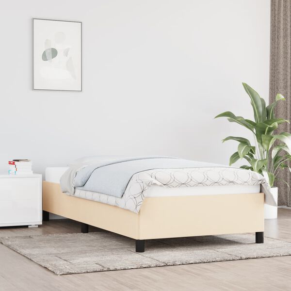 vidaXL Bedframe zonder matras 100x200 cm stof cr&egrave;mekleurig
