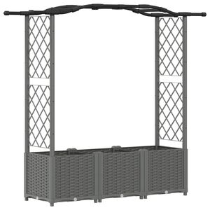 vidaXL Verhoogd Bed met Trellis en Dak Lichtgrijs 164 x 40 x 142 cm PP