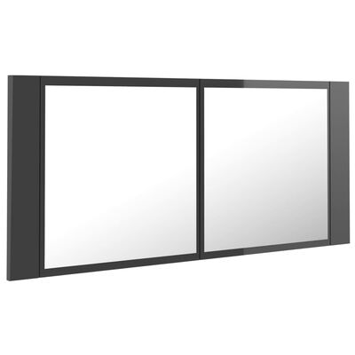 vidaXL Badkamerkast met spiegel en LED 100x12x45 acryl hoogglans grijs