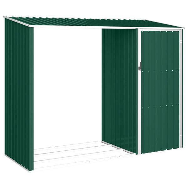 vidaXL Brandhoutschuur 245x98x159 cm gegalvaniseerd staal groen