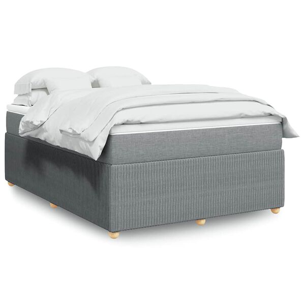 vidaXL Boxspring met matras stof lichtgrijs 140x190 cm