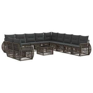 vidaXL Tuinbankenset 12 st Grijs en Donkergrijs poly rattan