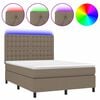 vidaXL Boxspring met matras en LED stof taupe 140x200 cm