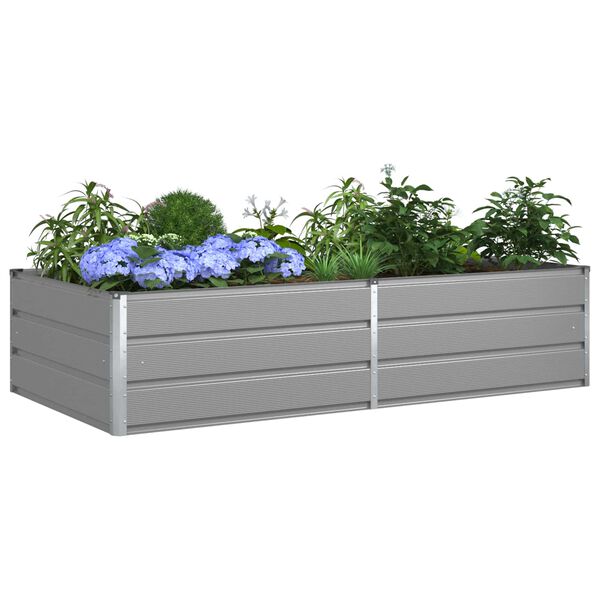 vidaXL Plantenbak Lichtgrijs 195 x 100 x 45 cm Gegalvaniseerd staal