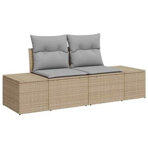 vidaXL Tuinbank met kussen Beige 184 x 62 x 69 cm poly rattan
