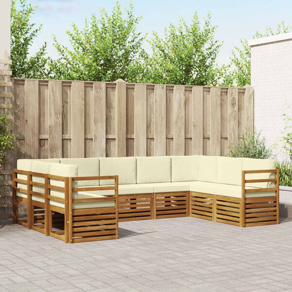 vidaXL Sofa-Sets 9 pcs Natuurlijk en Cr&egrave;me Massief Acaciahout