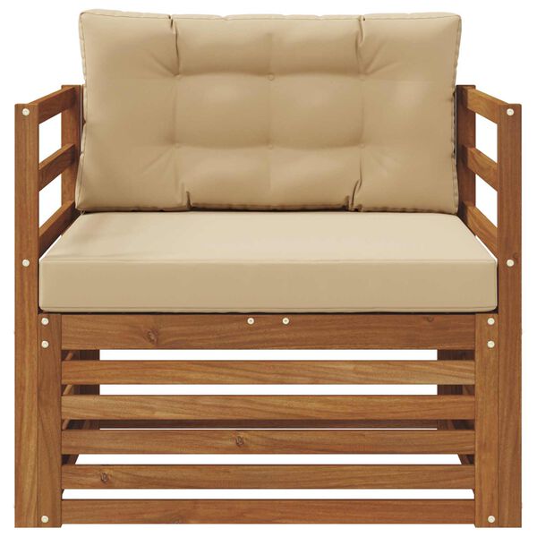 vidaXL Buiten bankenset Massief Acaciahout en Polyester Naturel