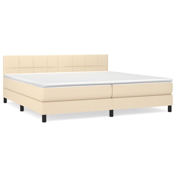 vidaXL Boxspring met matras stof cr&egrave;mekleurig 200x200 cm