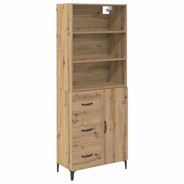 vidaXL Hoge kast Artisan Eiken 69,5 x 34 x 180 cm Bewerkt hout