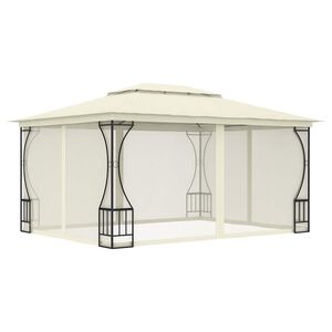 vidaXL Prieel met netten 300x400x265 cm cr&egrave;mekleurig