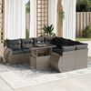 vidaXL 9-delige Loungeset met kussens poly rattan grijs