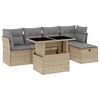 vidaXL 6-delige Loungeset met kussens poly rattan beige