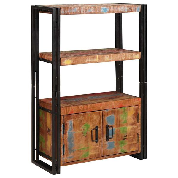 vidaXL Boekenkast met Deuren Bruin Massief Gerecycled Hout en Metaal