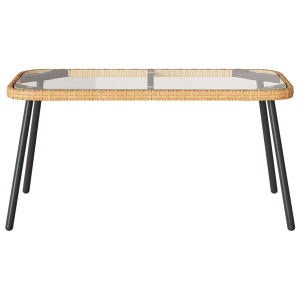 vidaXL Salontafel Bruin en zwart 90 x 45 x 43 cm Poly Rattan en glas