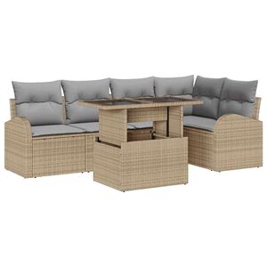vidaXL Tuin Sofa Set 6 st 5-Aantal zitplaatsen Beige Poly riet
