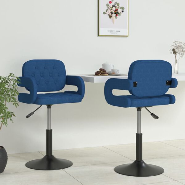 vidaXL Eetkamerstoelen 2 st draaibaar stof blauw