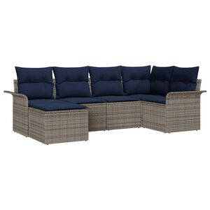 vidaXL Tuin Sofa Set 6 st Grijs poly rattan